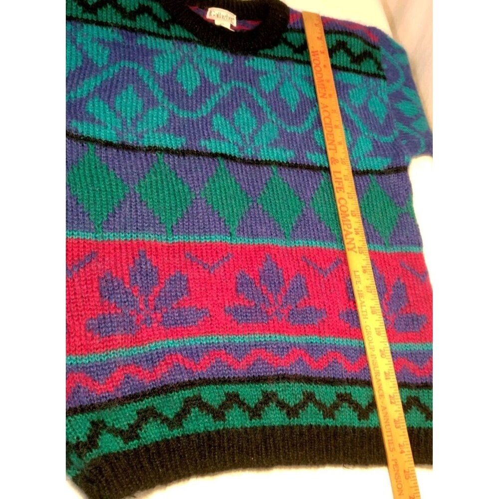 Gallagher Sweater Womens M Crew Neck Striped Vintage 1990s Retro Mohair Blend - Picture 5 of 12